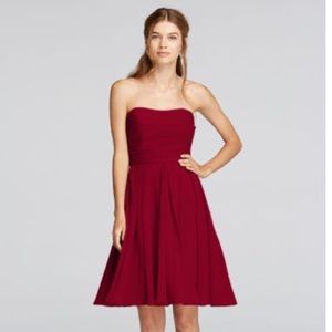 David’s bridal red strapless dress